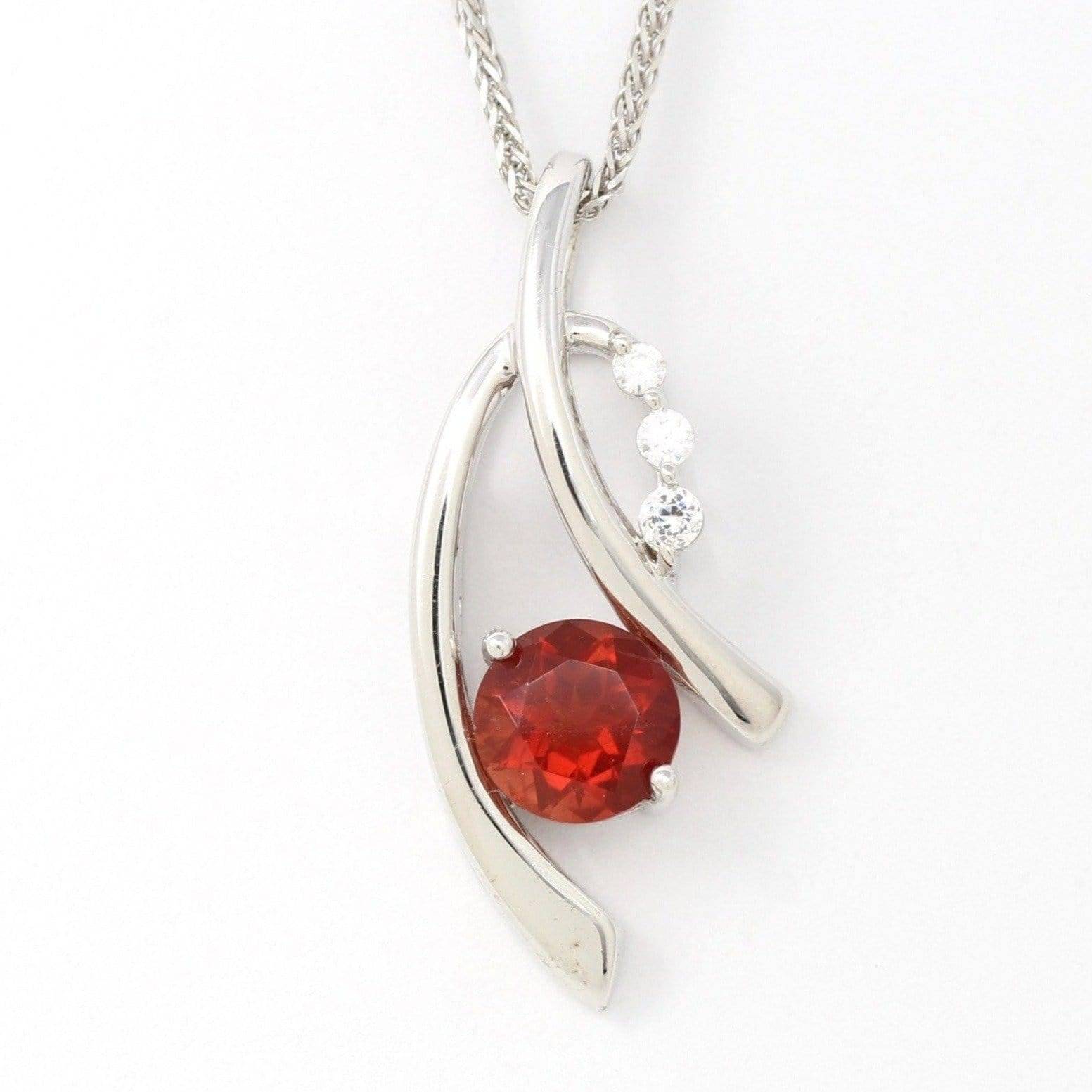 Baikalla Jewelry Sunstone Necklace Sterling Silver Natural Red Oregon Sunstone Necklace With White Sapphire