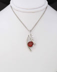 Baikalla Jewelry Sunstone Necklace Sterling Silver Natural Red Oregon Sunstone Necklace With White Sapphire