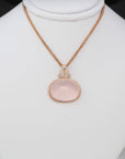 Baikalla Jewelry Silver Gemstone Necklace Rose Gold Plated Sterling Silver Rose Quartz Pendant Necklace With Zircon