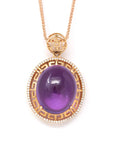 Baikalla Jewelry Gemstone Pendant Necklace 18k Rose Gold Genuine AAA Royal Amethyst Pendant Necklace