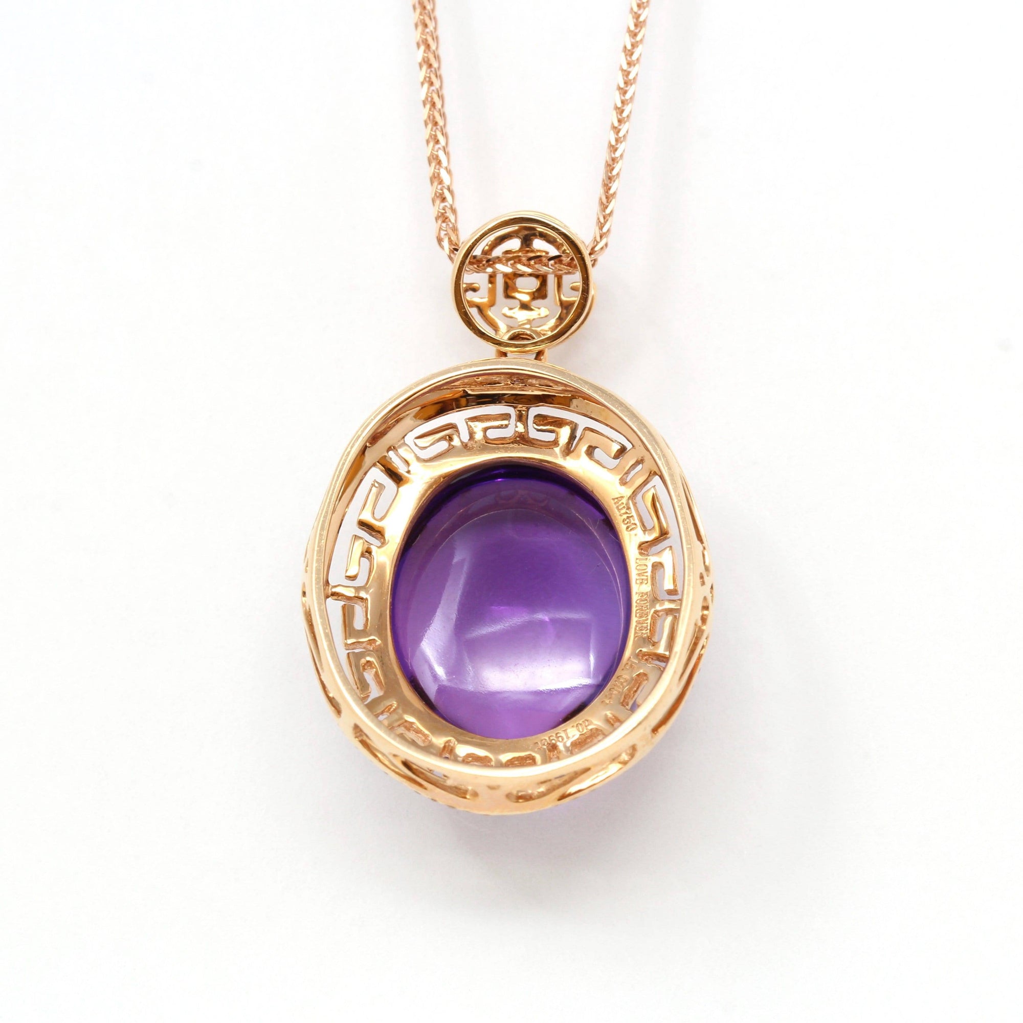 Baikalla Jewelry Gemstone Pendant Necklace 18k Rose Gold Genuine AAA Royal Amethyst Pendant Necklace