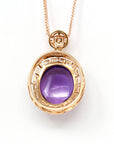 Baikalla Jewelry Gemstone Pendant Necklace 18k Rose Gold Genuine AAA Royal Amethyst Pendant Necklace