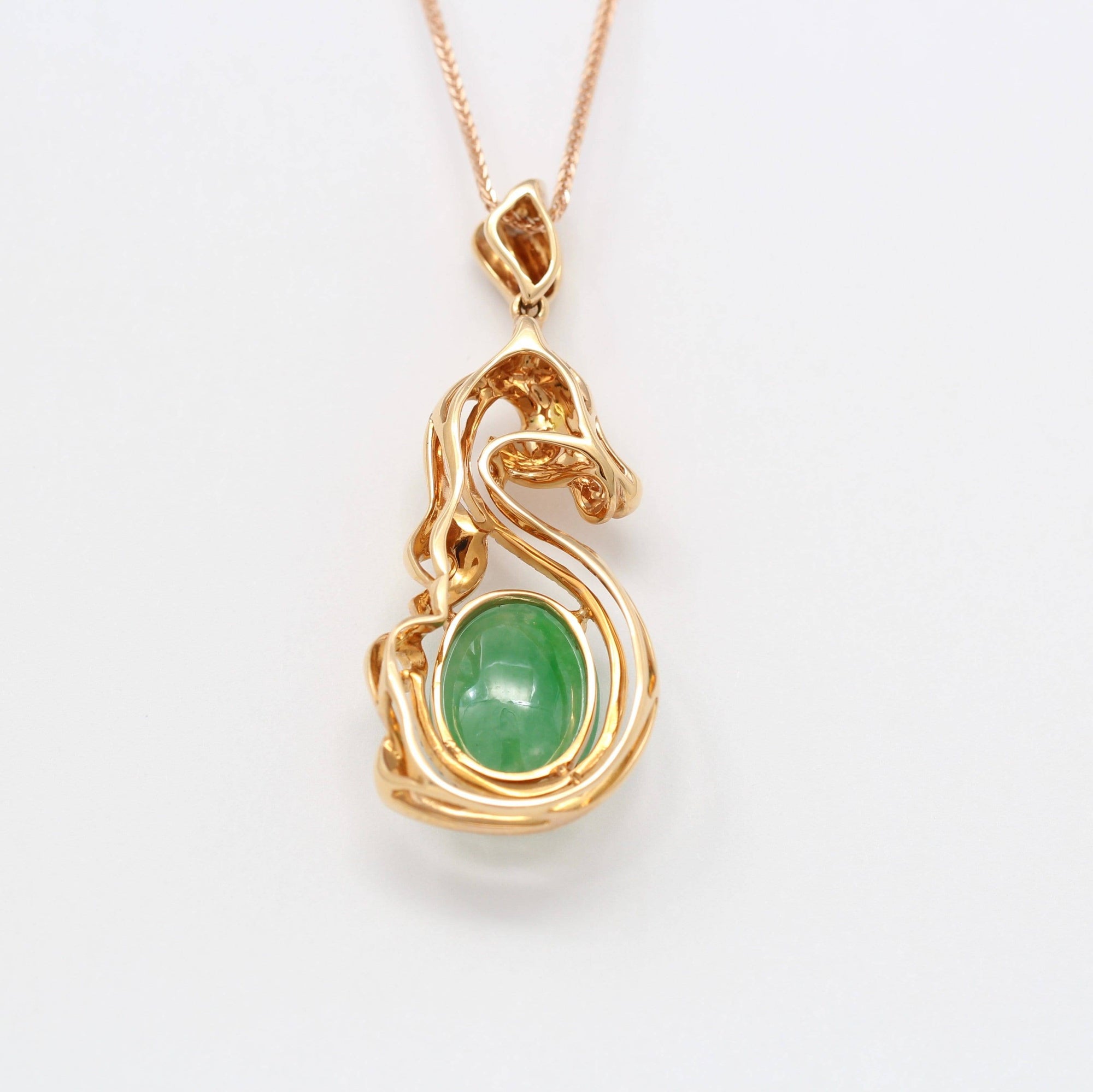 Baikalla Jewelry genuine jadeite pendant Baikalla™ &quot;Stallion&quot; 18k Rose Gold Genuine Burmese Imperial Jadeite Stallion Necklace, real jadeite Jade Horse Pendant Necklace