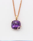 Baikalla Jewelry 18k Rose Gold Genuine AAA Amethyst Pendant Necklace