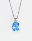 Baikalla Jewelry Gemstone Pendant Necklace 18k White Gold Genuine Cushion Cut Swiss Blue Topaz & Diamonds Pendant Necklace