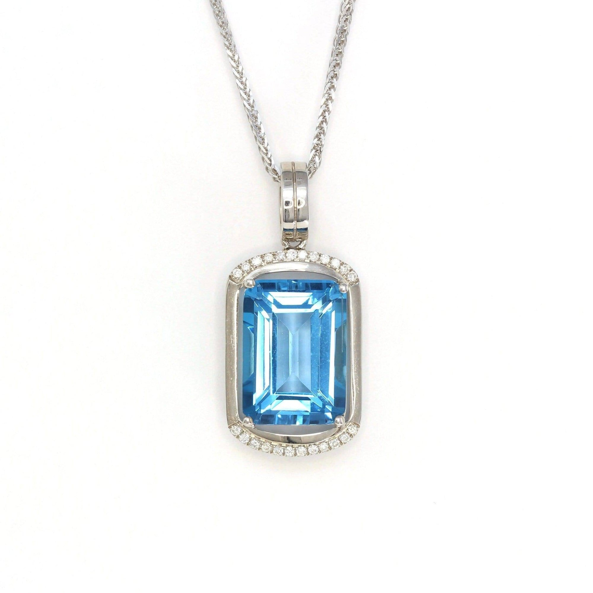 Baikalla Jewelry 18k White Gold Genuine Topaz & Diamonds Pendant Necklace