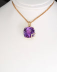 Baikalla Jewelry 18k Rose Gold Genuine AAA Amethyst Pendant Necklace