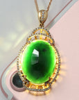 Baikalla Jewelry 18k Gold Jadeite Necklace Baikalla™ "High end Jadeite Jewelry" 18K Rose Gold Genuine Burmese Black Jadeite Pendant Necklace