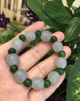 Baikalla Jewelry Jadeite Jade Bangle Bracelet Genuine Ice Jadeite Jade Nuggets Beads Bracelet with Green Jade