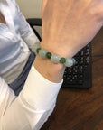 Baikalla Jewelry Jadeite Jade Bangle Bracelet Genuine Ice Jadeite Jade Nuggets Beads Bracelet with Green Jade