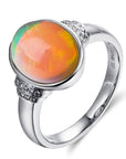 Baikalla Jewelry Gold Opal Ring 6.5 Baikalla™ "Caroline" 18k gold Genuine Cabochon Ethiopian opal Ring w/ Diamonds