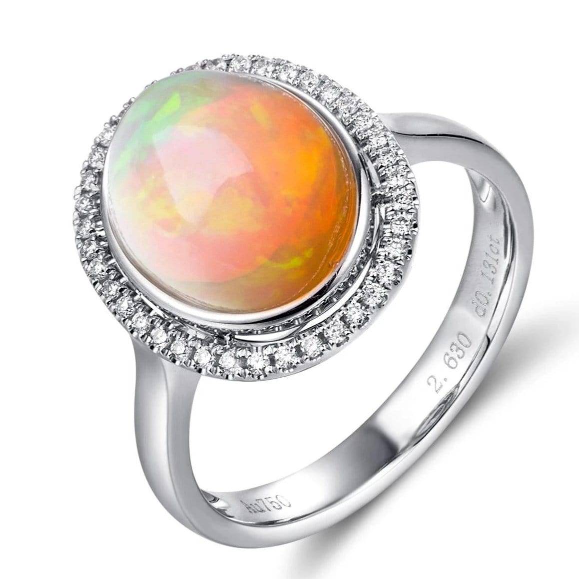 Baikalla Jewelry gold gemstone ring 6.5 Baikalla™ &quot;Alice&quot; 18k Gold Oval Ethiopian Opal Ring w/Diamonds