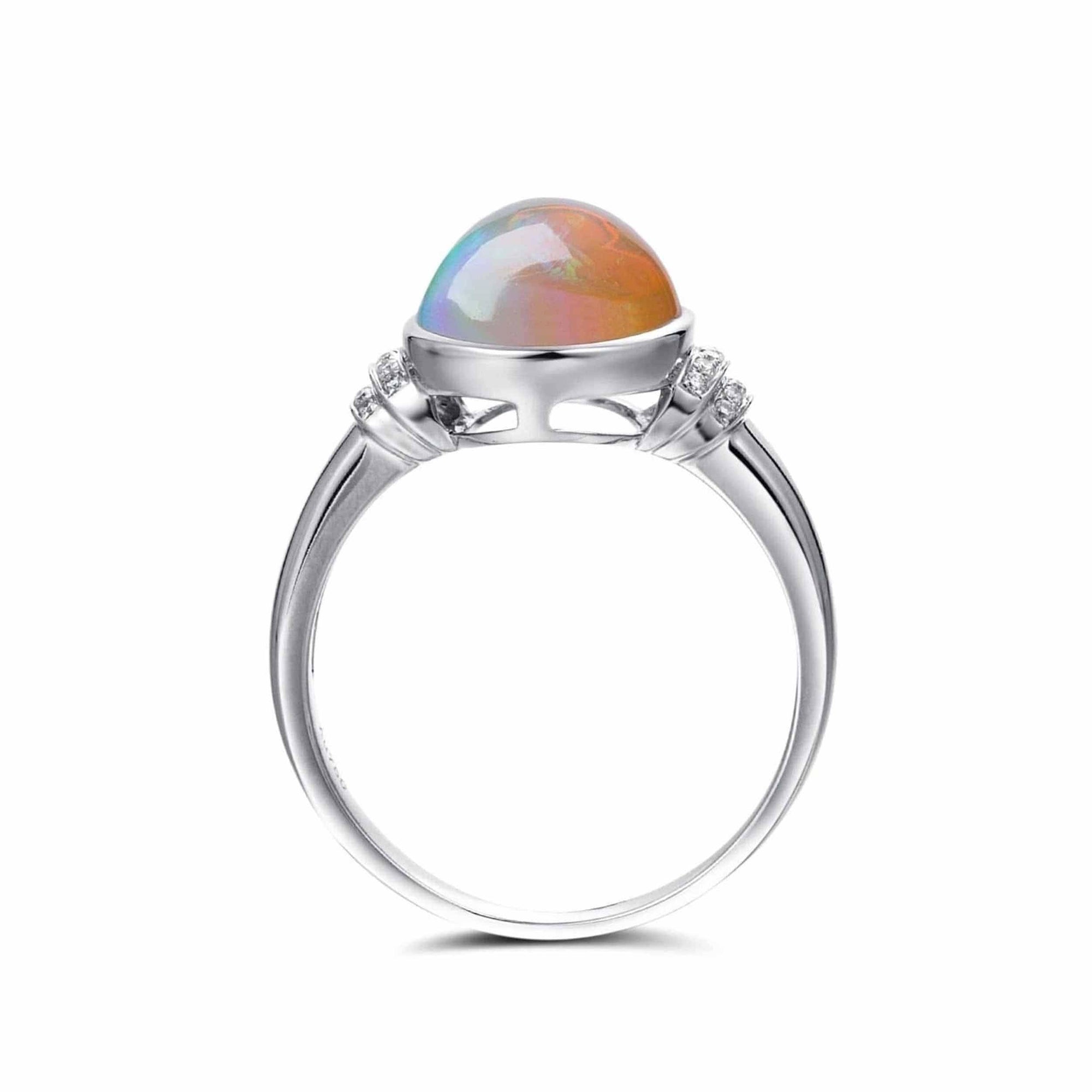 Baikalla Jewelry Gold Opal Ring Baikalla™ "Caroline" 18k gold Genuine Cabochon Ethiopian opal Ring w/ Diamonds