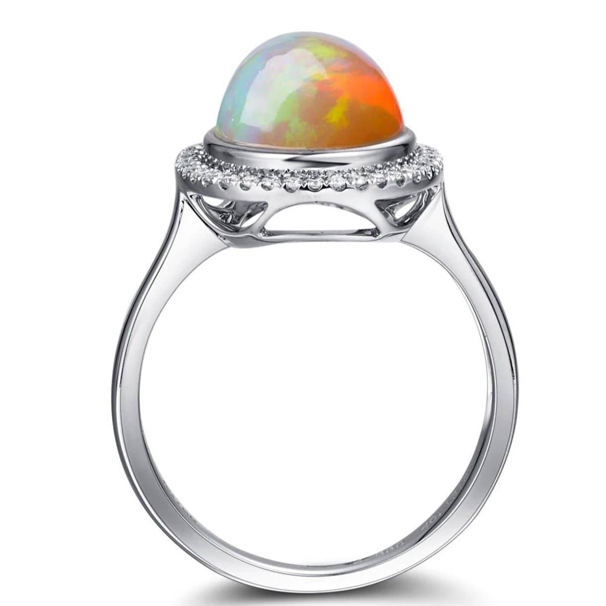 Baikalla Jewelry gold gemstone ring Baikalla™ &quot;Alice&quot; 18k Gold Oval Ethiopian Opal Ring w/Diamonds