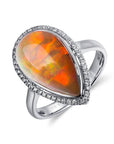 Baikalla Jewelry Gold Opal Ring Baikalla™ "Louise" 18k Gold Pear Shape Ethiopian Opal Ring w/ Diamonds