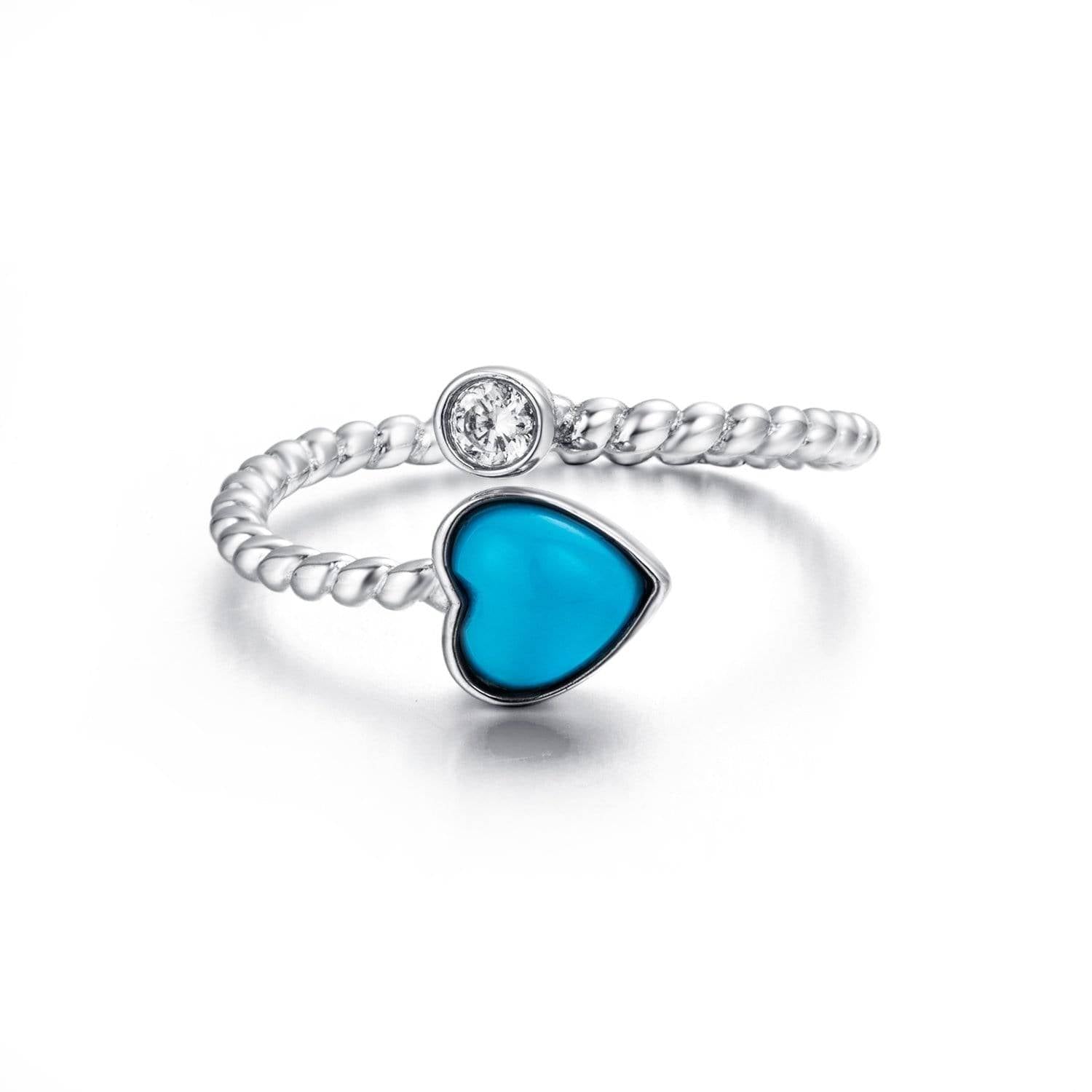 Baikalla Jewelry Silver Turquoise Ring Baikalla™ &quot;Love is Here&quot; Sterling Silver Genuine Persian Blue Arizona Turquoise Love Ring