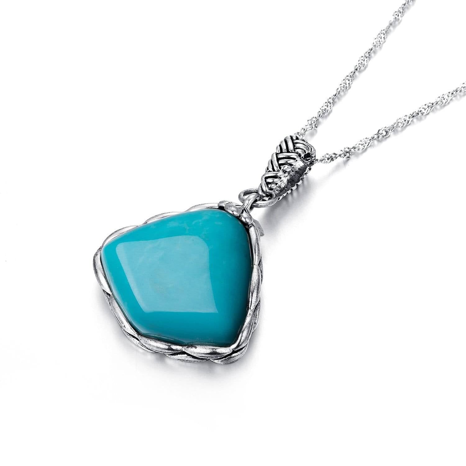 Baikalla Jewelry Turquoise Necklace Baikalla™ "Love Turquoise" Sterling Silver Genuine Persian Blue Arizona Turquoise Pendant Necklace