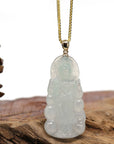 Baikalla Jewelry Jade Pendant Necklace Baikalla 14k "Goddess of Compassion" Guan Yin Genuine Burmese Jadeite Jade Necklace With Bail