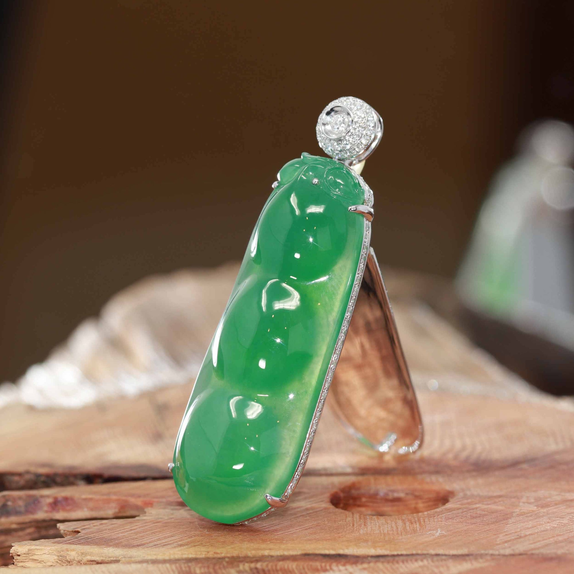 Baikalla Jewelry God Jadeite Necklace "Lucky Green Pea" High End Imperial Jadeite Baikalla Jewelry Signature Pendant