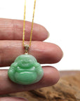 Baikalla Jewelry Jade Buddha Pendant Pendant Only Baikalla™ "Laughing Buddha" Genuine Green Jadeite Buddha Pendant Necklace With 14k Yellow Gold Diamond Bail