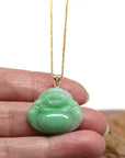 Baikalla Jewelry Jade Buddha Pendant Baikalla™ "Laughing Buddha" Genuine Green Jadeite Buddha Pendant Necklace With 14k Yellow Gold Diamond Bail