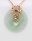 Baikalla Jewelry God Jadeite Necklace 18k Rose Gold Genuine Jadeite Constellation (Leo) Necklace Pendant with Tourmaline