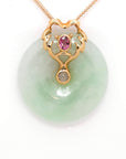 Baikalla Jewelry God Jadeite Necklace 18k Rose Gold Genuine Jadeite Constellation (Leo) Necklace Pendant with Tourmaline