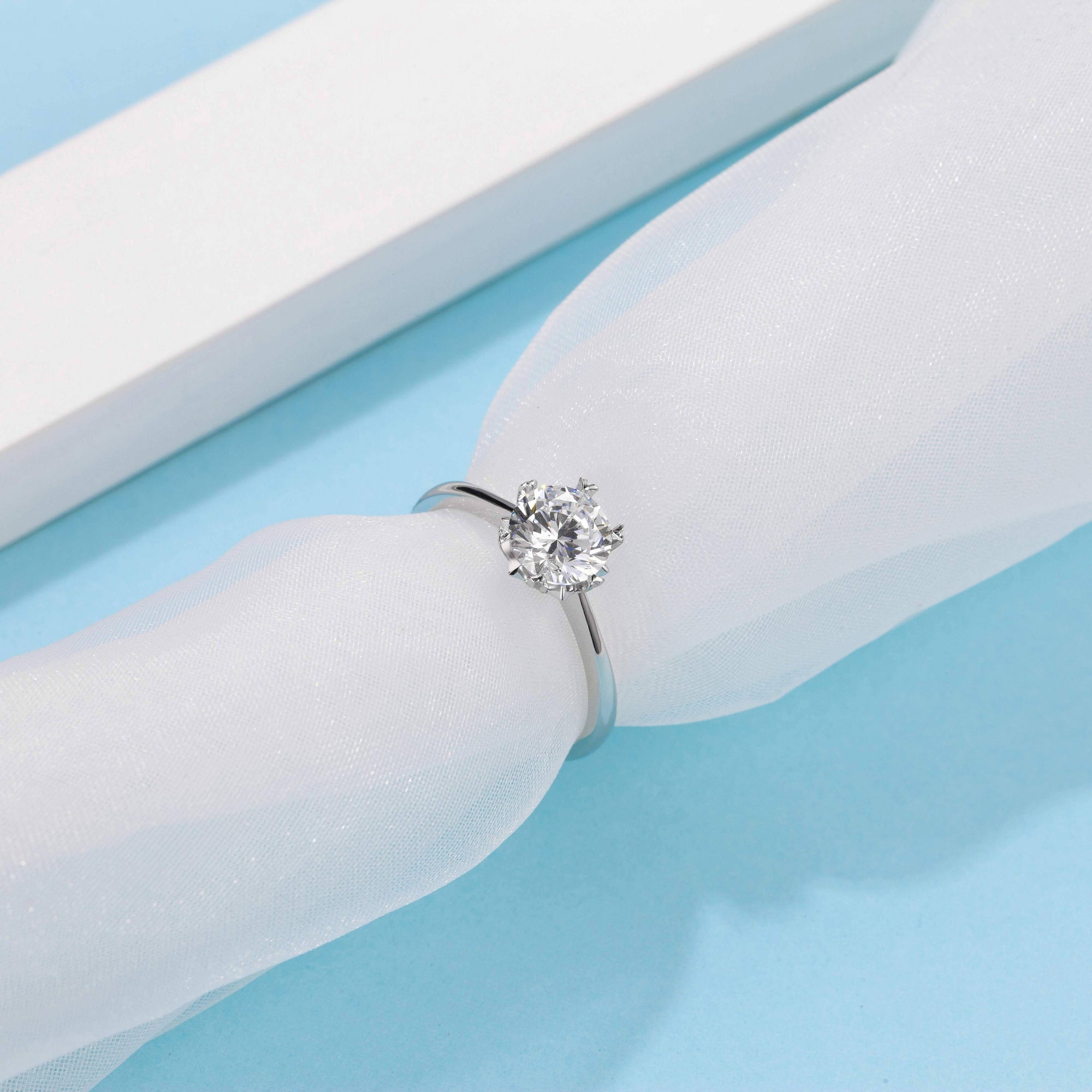 Baikalla Baikalla™ "Gaia" Sterling Silver Moissanite 6 Prong 1ct Promise Ring