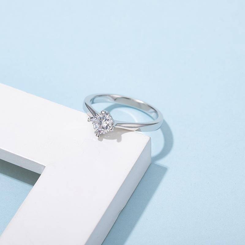 Baikalla Baikalla™ &quot;Anya&quot; Sterling Silver Moissanite 4 Prong Promise Ring