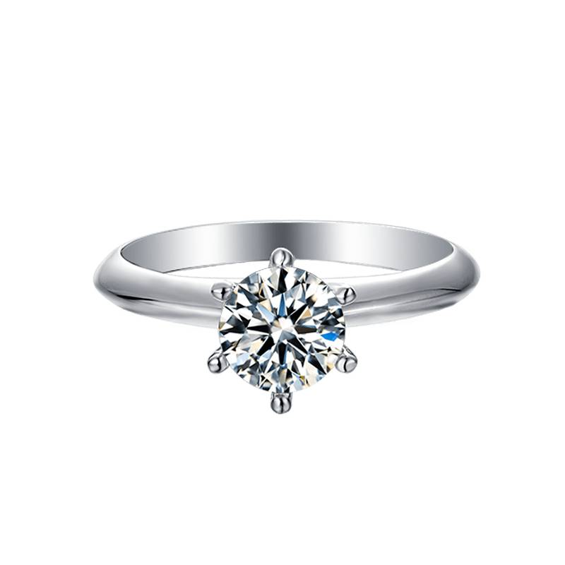 Baikalla Baikalla™ "Annie" Sterling Silver Moissanite 6 Prong Promise Ring