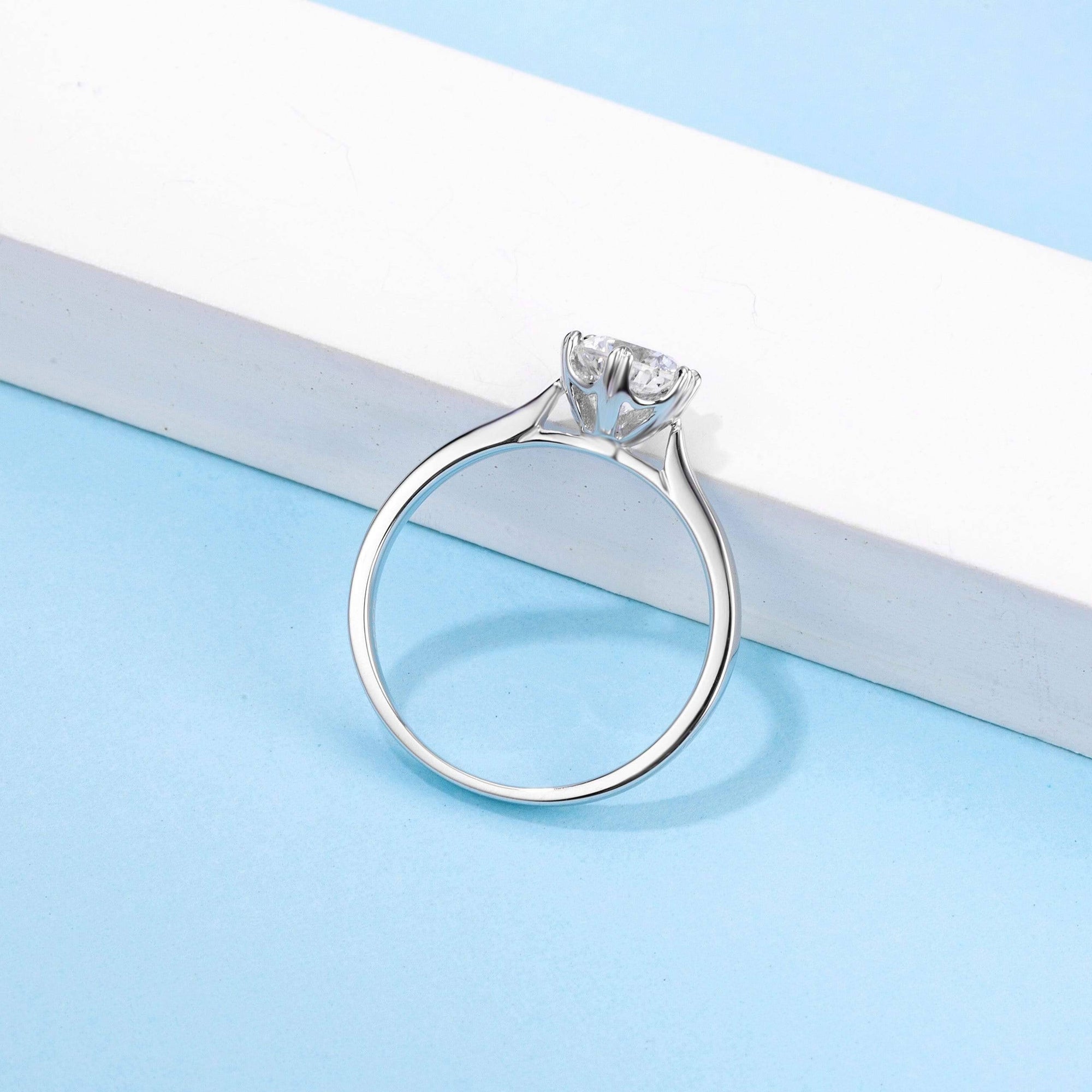 Baikalla Baikalla™ "Mariana" Sterling Silver Moissanite 6 Prong Promise Ring