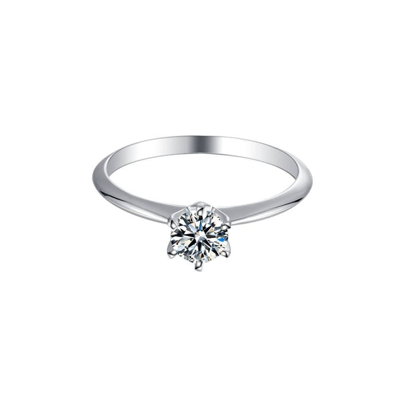 Baikalla Baikalla™ &quot;Luna&quot; Sterling Silver Moissanite 6 Prong Promise Ring