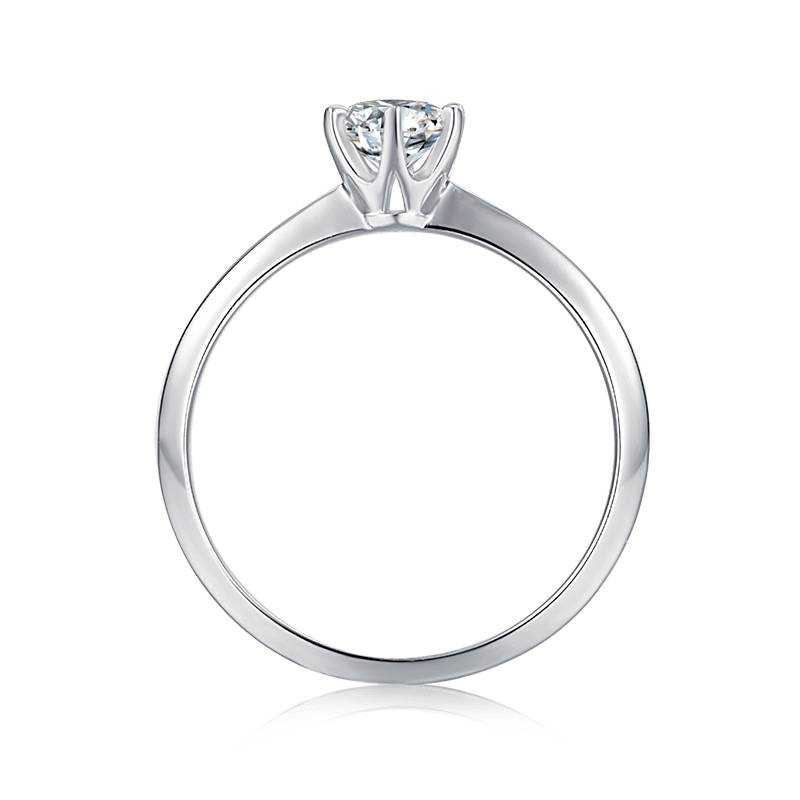 Baikalla Baikalla™ "Luna" Sterling Silver Moissanite 6 Prong Promise Ring