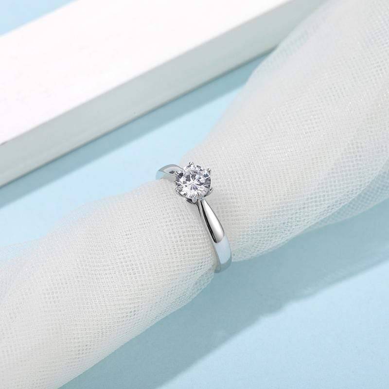 Baikalla Baikalla™ &quot;Lucia&quot; Sterling Silver Moissanite 6 Prong Promise Ring