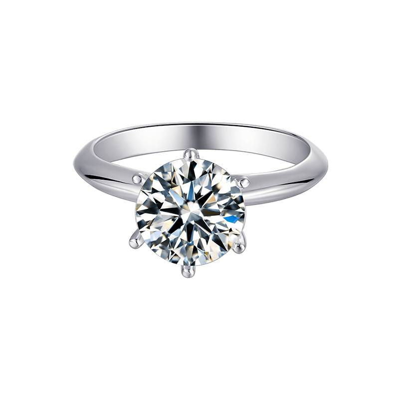 Baikalla Sterling Silver Moissanite Ring 4.5 Baikalla™ &quot;Luna&quot; Sterling Silver Moissanite Luxury 3 CT 6 Prong Promise Ring