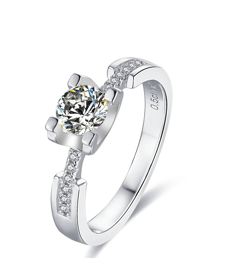 Baikalla 4 Baikalla™ &quot;Samantha&quot; Sterling Silver Moissanite 4 Prong Promise Ring