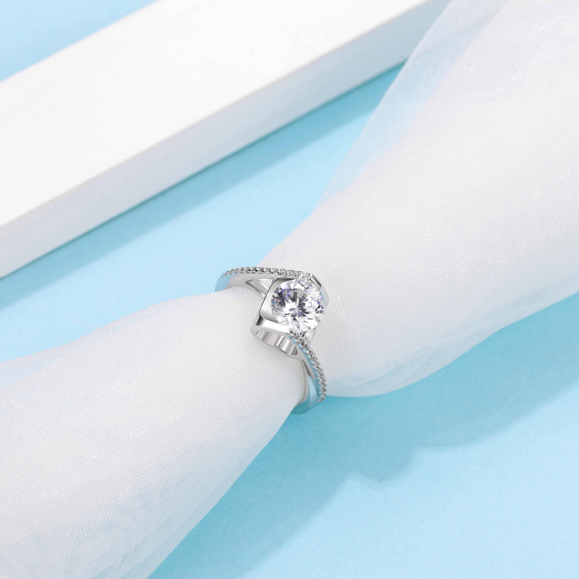 Baikalla Baikalla™ &quot;Annie&quot; Sterling Silver Moissanite 6 Prong Promise Ring