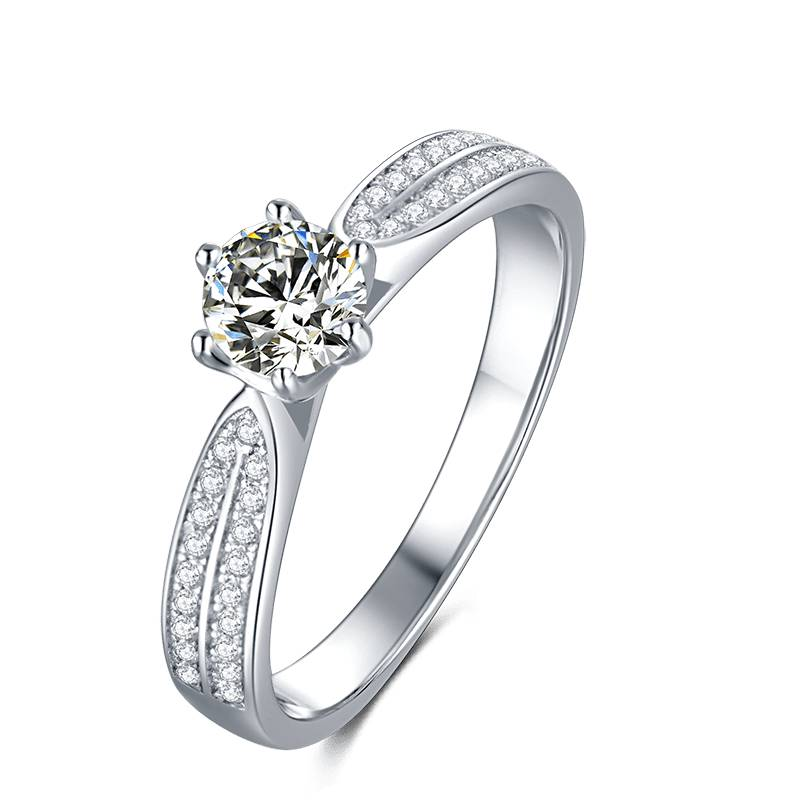 Baikalla 4 Baikalla™ "Hazel" Sterling Silver Moissanite 6 Prong Promise Ring