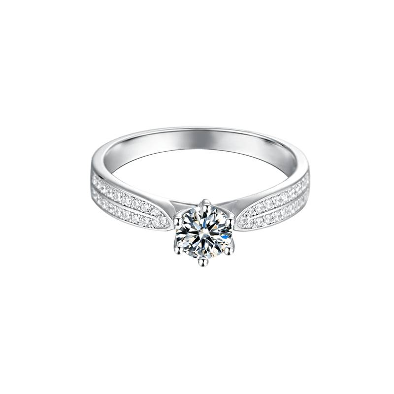 Baikalla Baikalla™ "Hazel" Sterling Silver Moissanite 6 Prong Promise Ring