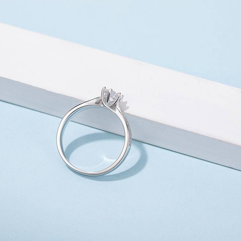 Baikalla Baikalla™ "Hazel" Sterling Silver Moissanite 6 Prong Promise Ring