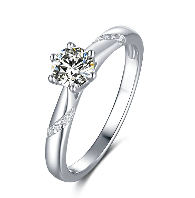 Baikalla 4 Baikalla™ &quot;Deborah&quot; Sterling Silver Moissanite 6 Prong Promise Ring