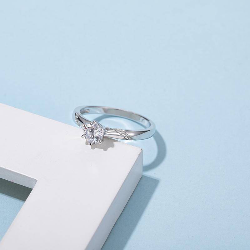 Baikalla Baikalla™ "Deborah" Sterling Silver Moissanite 6 Prong Promise Ring