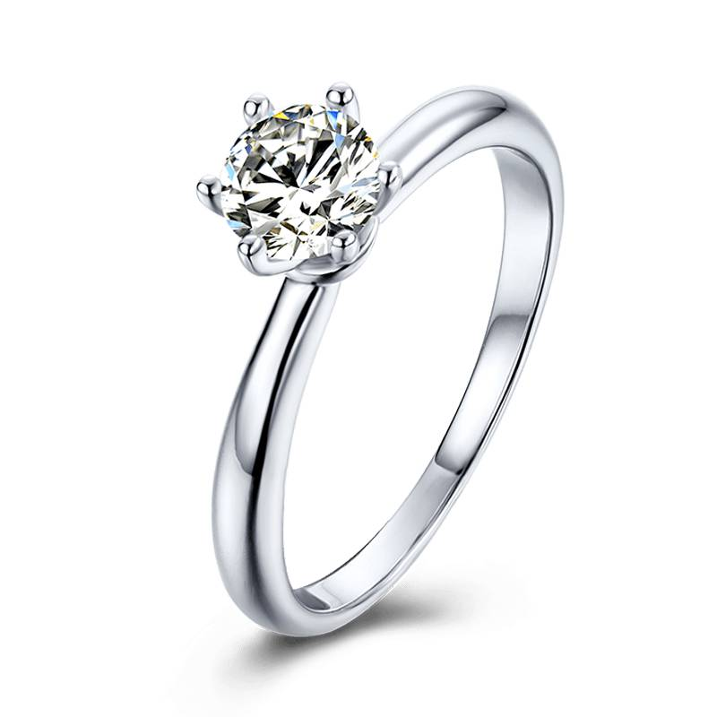 Baikalla 4 Baikalla™ &quot;Audrey&quot; Sterling Silver Moissanite 6 Prong Promise Ring