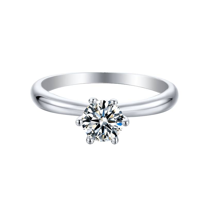 Baikalla Baikalla™ &quot;Audrey&quot; Sterling Silver Moissanite 6 Prong Promise Ring