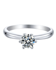 Baikalla Baikalla™ "Audrey" Sterling Silver Moissanite 6 Prong Promise Ring