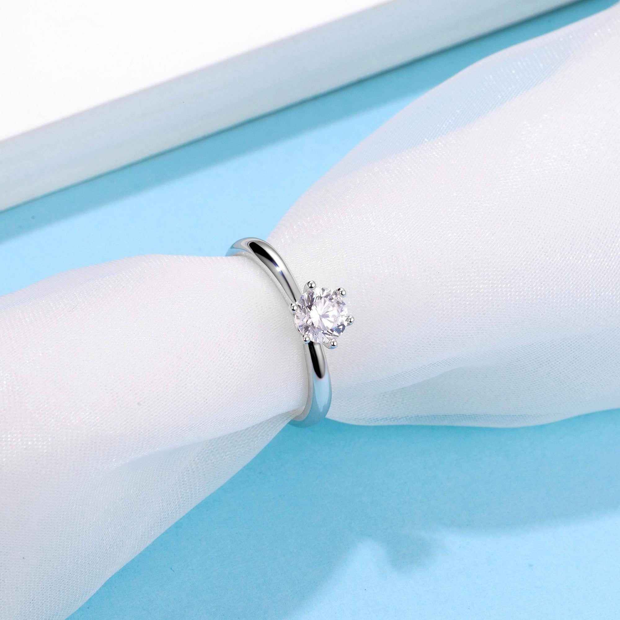 Baikalla Baikalla™ &quot;Audrey&quot; Sterling Silver Moissanite 6 Prong Promise Ring