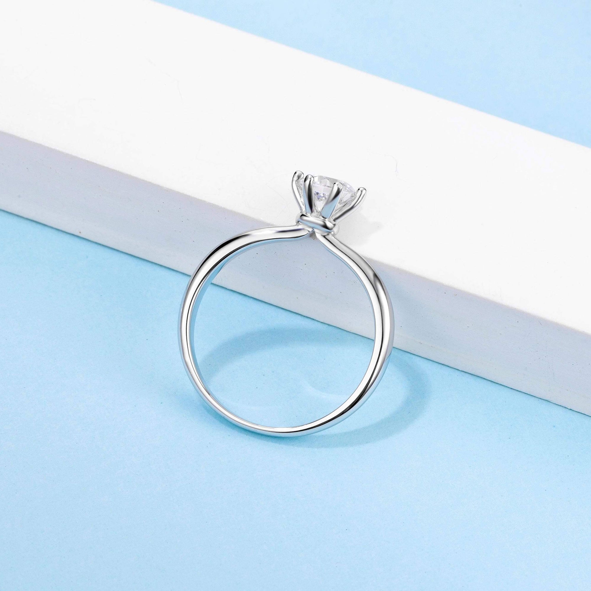 Baikalla Baikalla™ &quot;Audrey&quot; Sterling Silver Moissanite 6 Prong Promise Ring