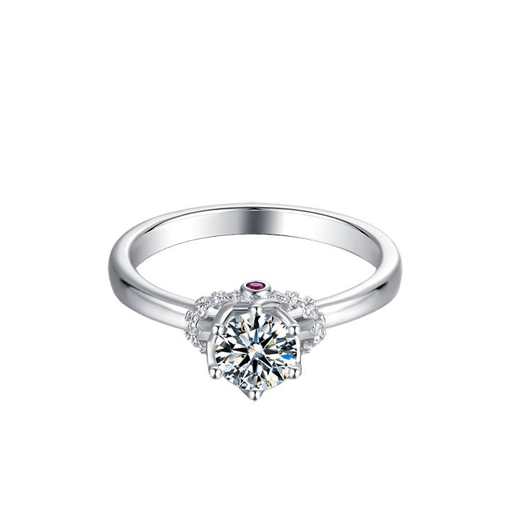 Baikalla Baikalla™ "Iris" Sterling Silver Moissanite 6 Prong Promise Ring