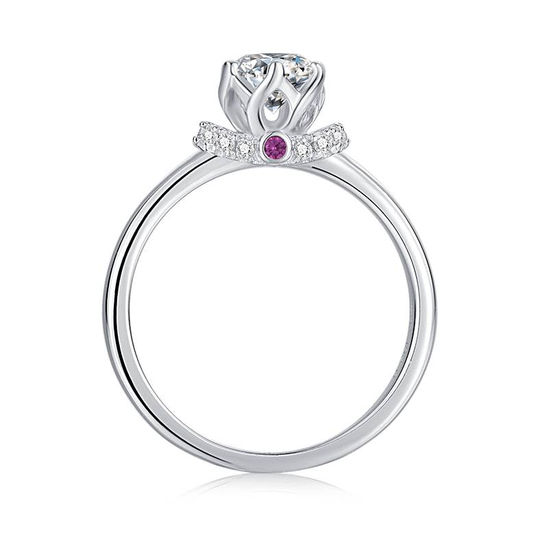 Baikalla Baikalla™ "Iris" Sterling Silver Moissanite 6 Prong Promise Ring