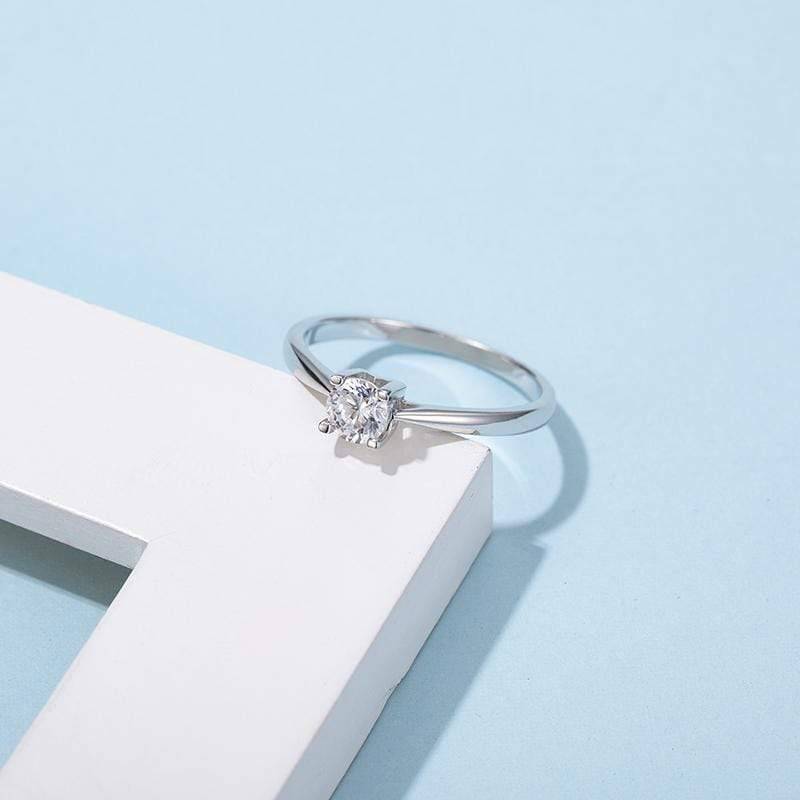 Baikalla Baikalla™ "Alice" Sterling Silver Moissanite 4 Prong Promise Ring